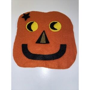 Vintage Handmade Felt Pumpkin Jack‎ O' Lantern Face Fabric Sewing Halloween A7